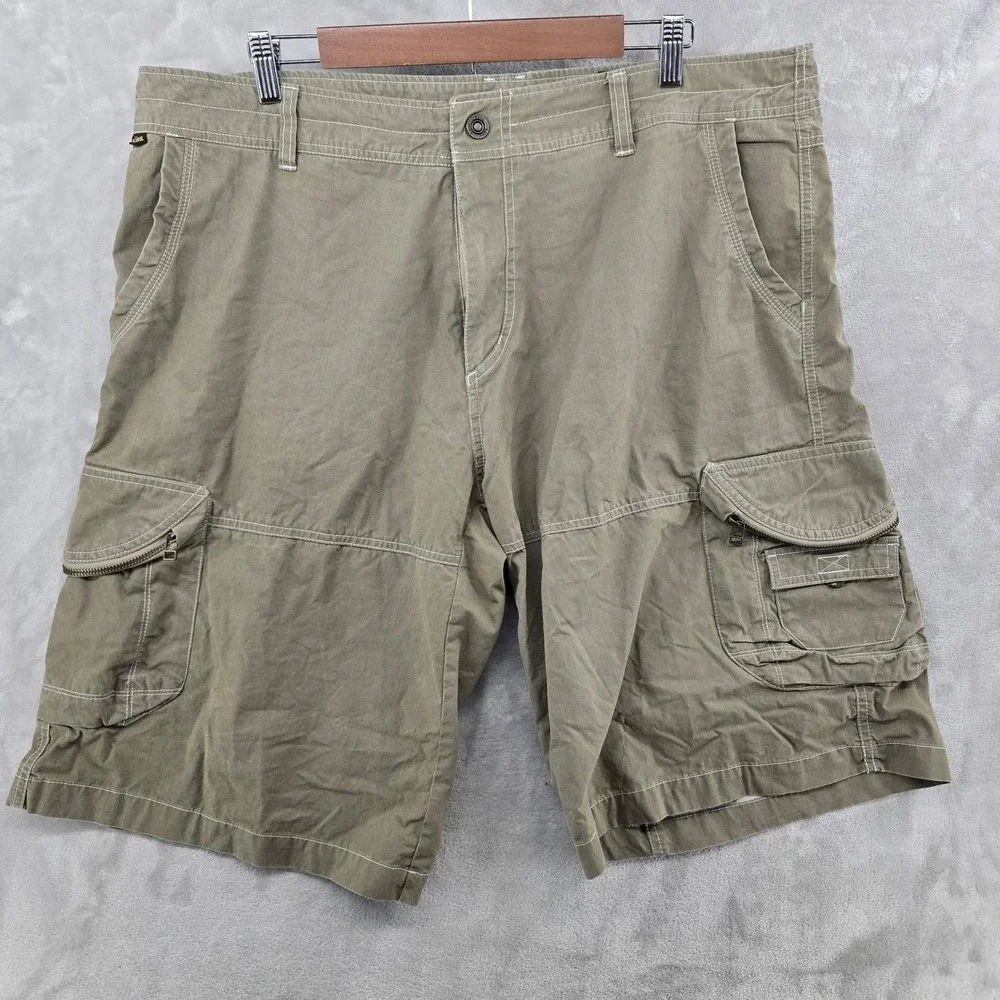 Kuhl Ambush Cargo Shorts Mens 40 Green Vintage Patina Dye Utility Hiking